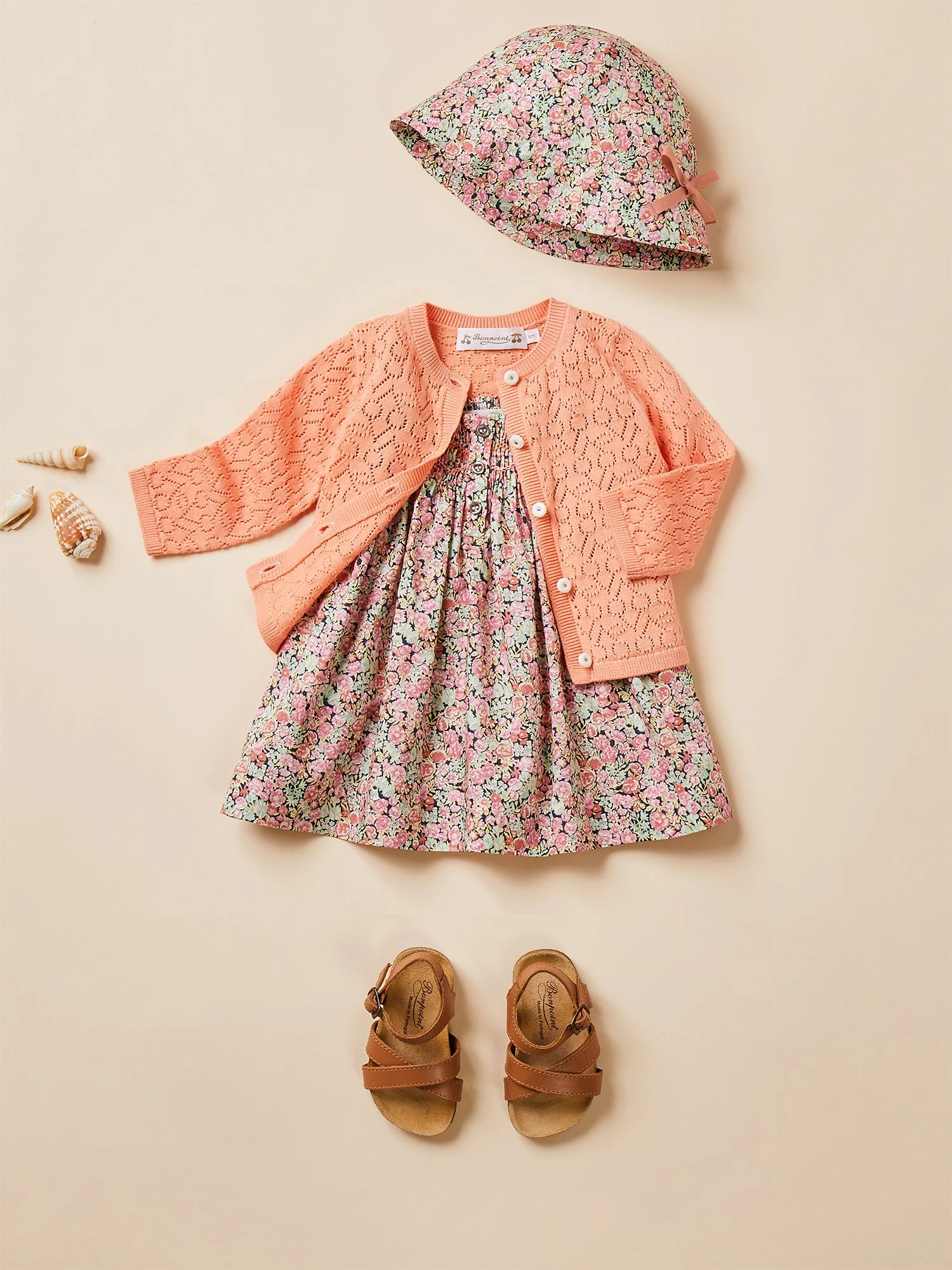 BONPOINT Robe Smockée Fabricia Corail 3 BONPOINT Robe Smockée Fabricia Corail – Image 2