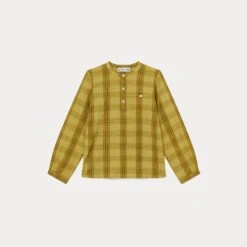 BONPOINT Chemise à Col Tunisien Garçon Jaune Acide