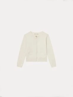 BONPOINT Cardigan En Coton Côtelé Fille Blanc Lait