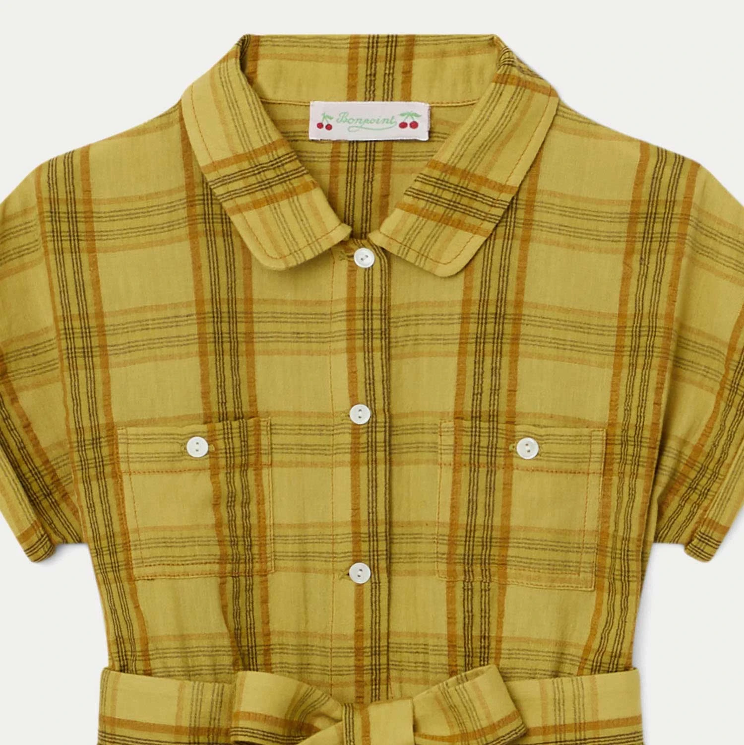 BONPOINT Robe En Voile Tissé Teint Fille Jaune Acide 5 BONPOINT Robe En Voile Tissé Teint Fille Jaune Acide – Image 3