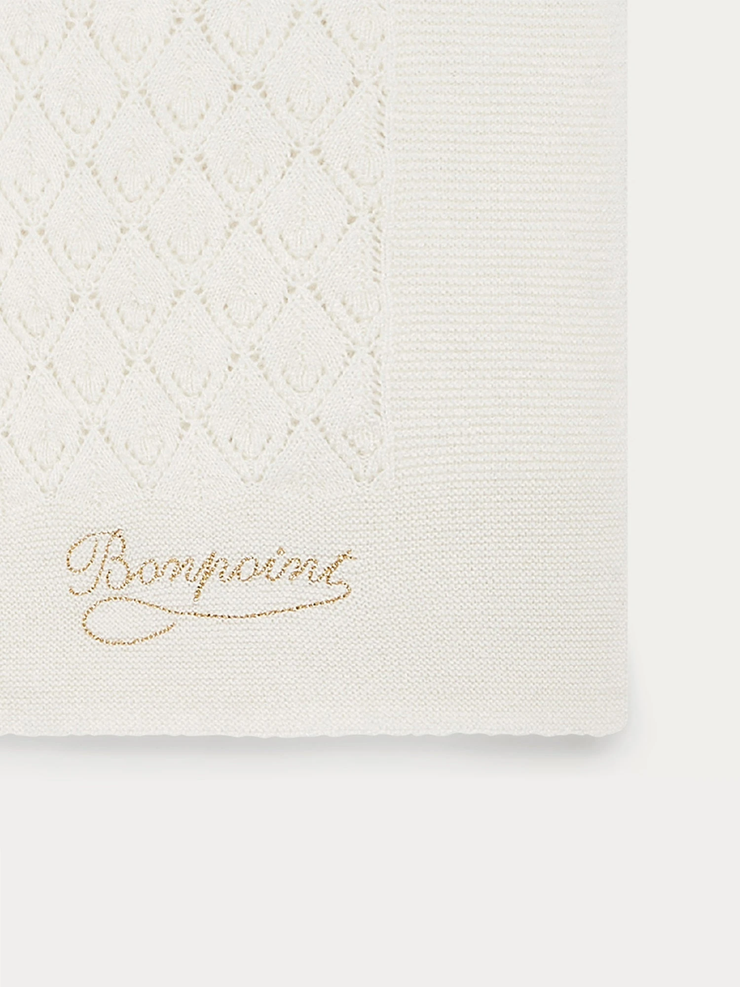 BONPOINT Couverture Avec Losanges Ajourés Bébé Blanc Lait 4 BONPOINT Couverture Avec Losanges Ajourés Bébé Blanc Lait – Image 2