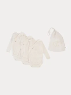 BONPOINT Lot De 3 Bodys Blanc Lait