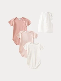BONPOINT Lot De 3 Bodies En Coton Bio Bébé Rose Pale