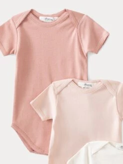 BONPOINT Lot De 3 Bodies En Coton Bio Bébé Rose Pale -Bébé Vêtements Boutique PEBTIBODYS3 121 PEBTIBODYS3 121 3
