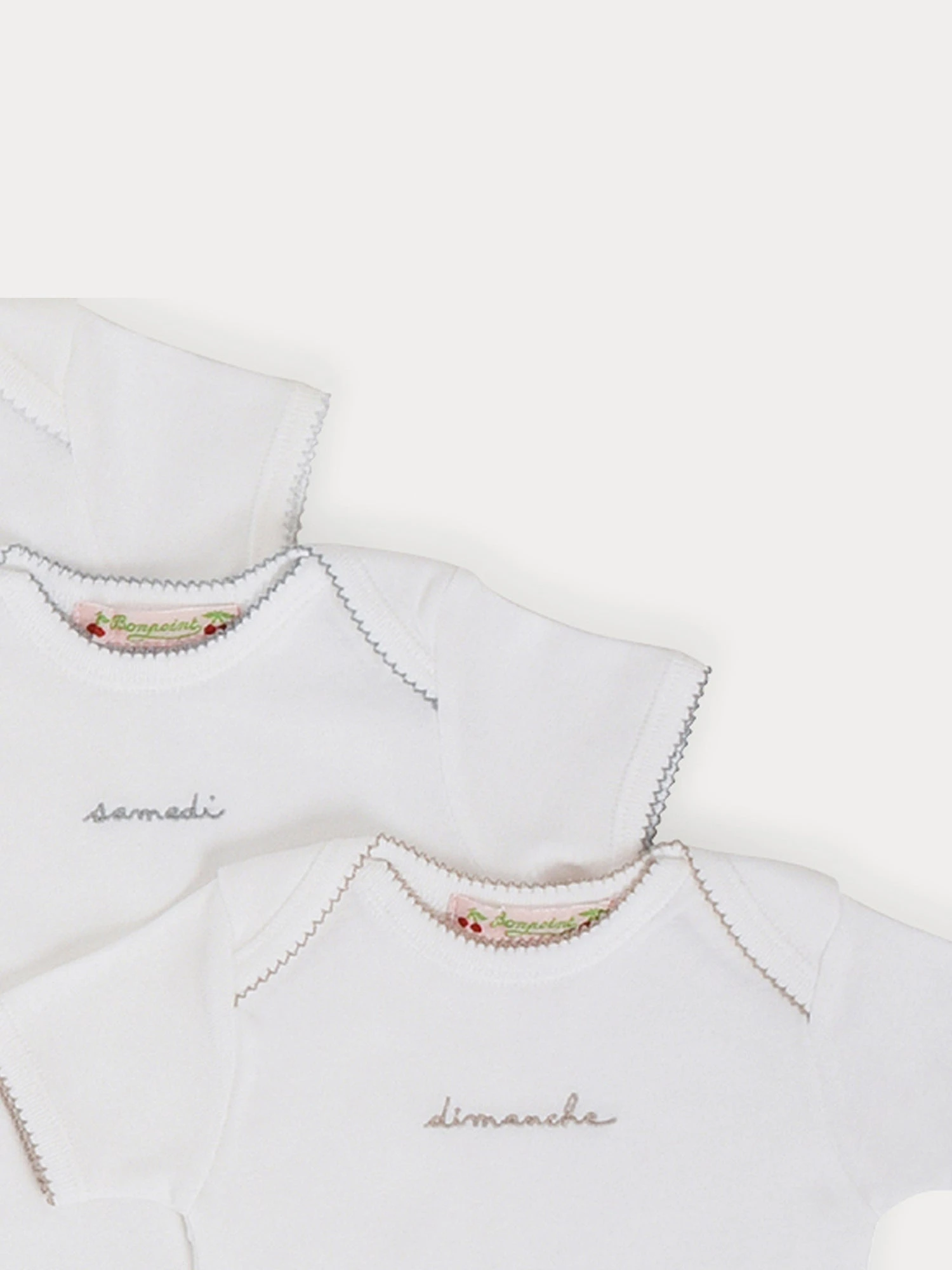 BONPOINT Semainier De Bodys Brodés Bébé Blanc 5 BONPOINT Semainier De Bodys Brodés Bébé Blanc – Image 3