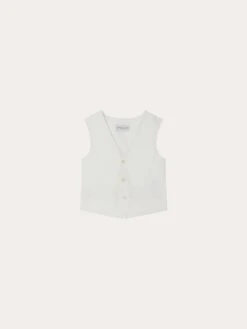 BONPOINT Gilet De Cérémonie En Lin Et Coton Garçon Blanc Lait