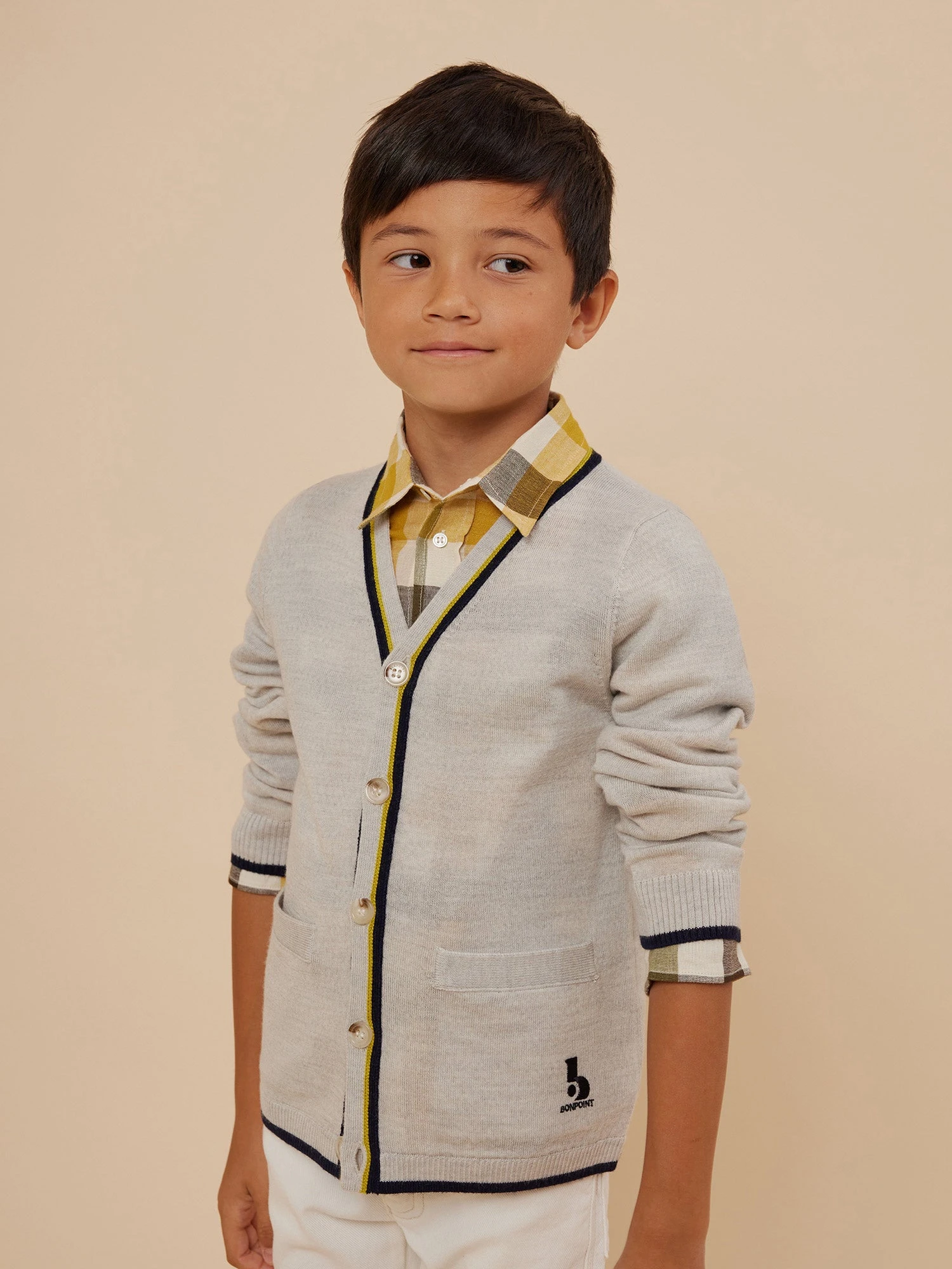BONPOINT Cardigan Tilian Gris Chiné Clair 3 BONPOINT Cardigan Tilian Gris Chiné Clair