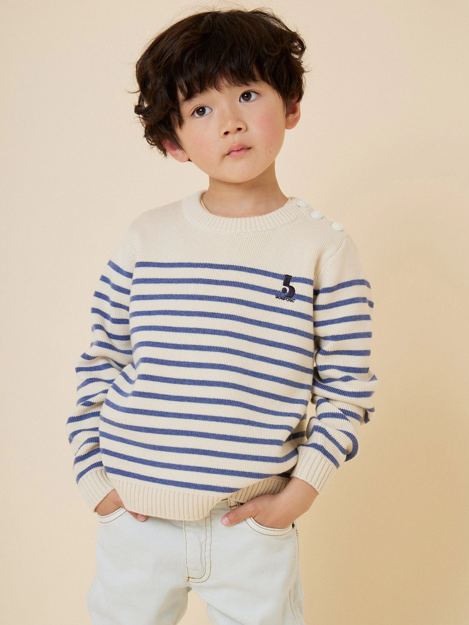 BONPOINT Pull Crofton Bleu Mer 3 BONPOINT Pull Crofton Bleu Mer