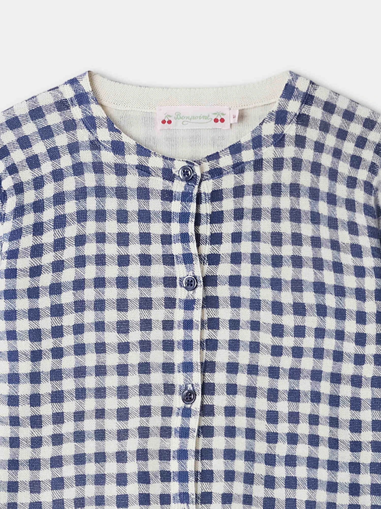 BONPOINT Cardigan Tyra Carreaux Marine 5 BONPOINT Cardigan Tyra Carreaux Marine – Image 3