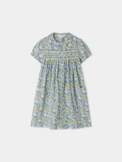 BONPOINT Robe Smockée Candice Fleur Bleu