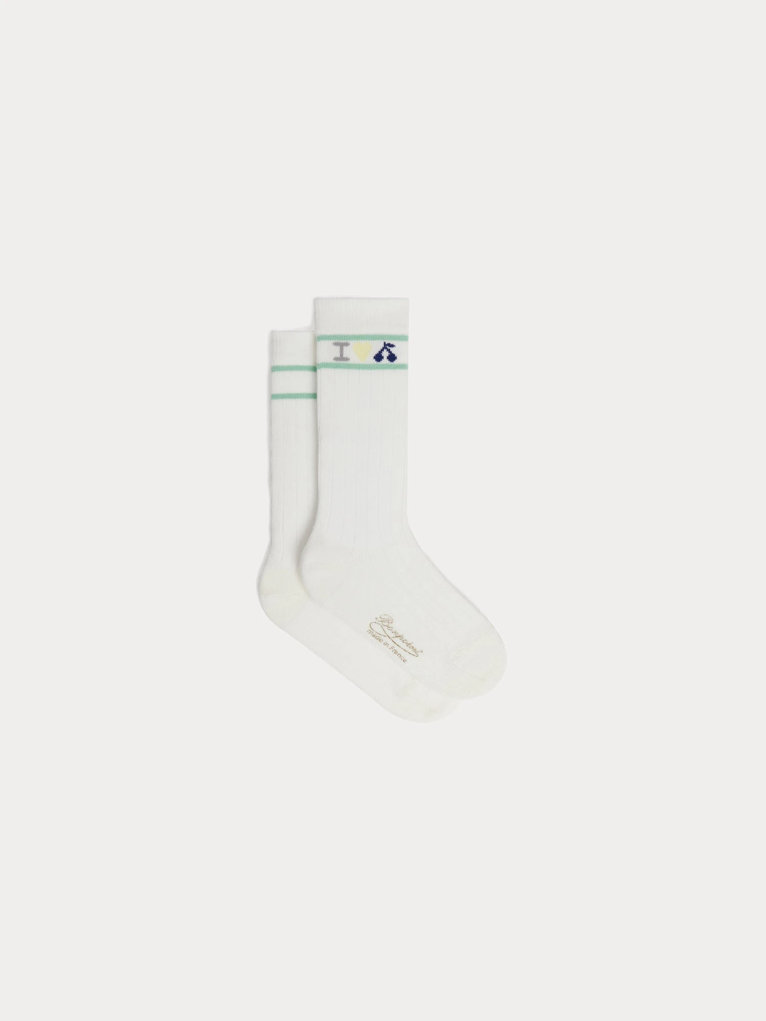 BONPOINT Chaussettes Filo Rayures Blanc Lait 3 BONPOINT Chaussettes Filo Rayures Blanc Lait
