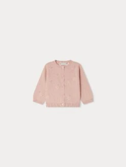 BONPOINT Cardigan Claudie Sérigraphié Rose Thé
