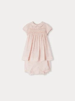 BONPOINT Robe Smockée Joyeuse Rose Pâle