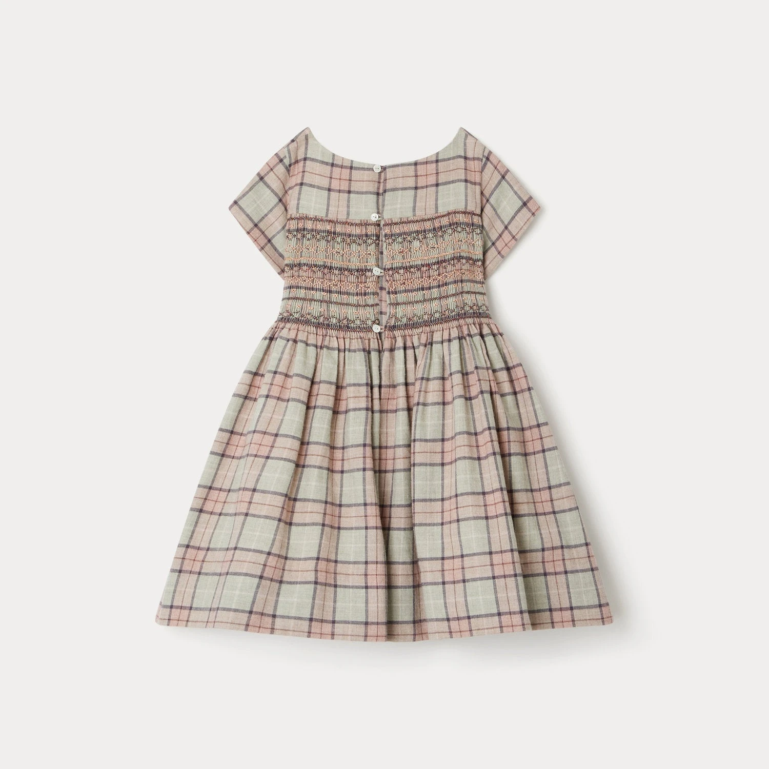 BONPOINT Robe Habillée Duchesse Vert Clair Ecossais 4 BONPOINT Robe Habillée Duchesse Vert Clair Ecossais – Image 2