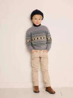 BONPOINT Pull Branco Multicolore Bleu-gris