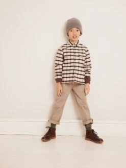 BONPOINT Chemise Boy Carreaux Ecru