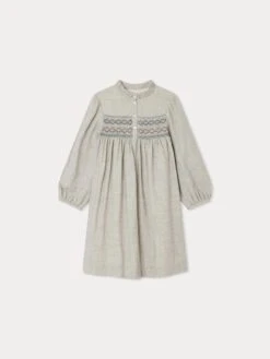 BONPOINT Robe Smockée Tamsin Gris Chiné Clair