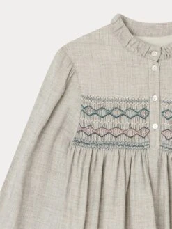 BONPOINT Robe Smockée Tamsin Gris Chiné Clair -Bébé Vêtements Boutique W03GDRW00033 092 W03GDRW00033 092 3