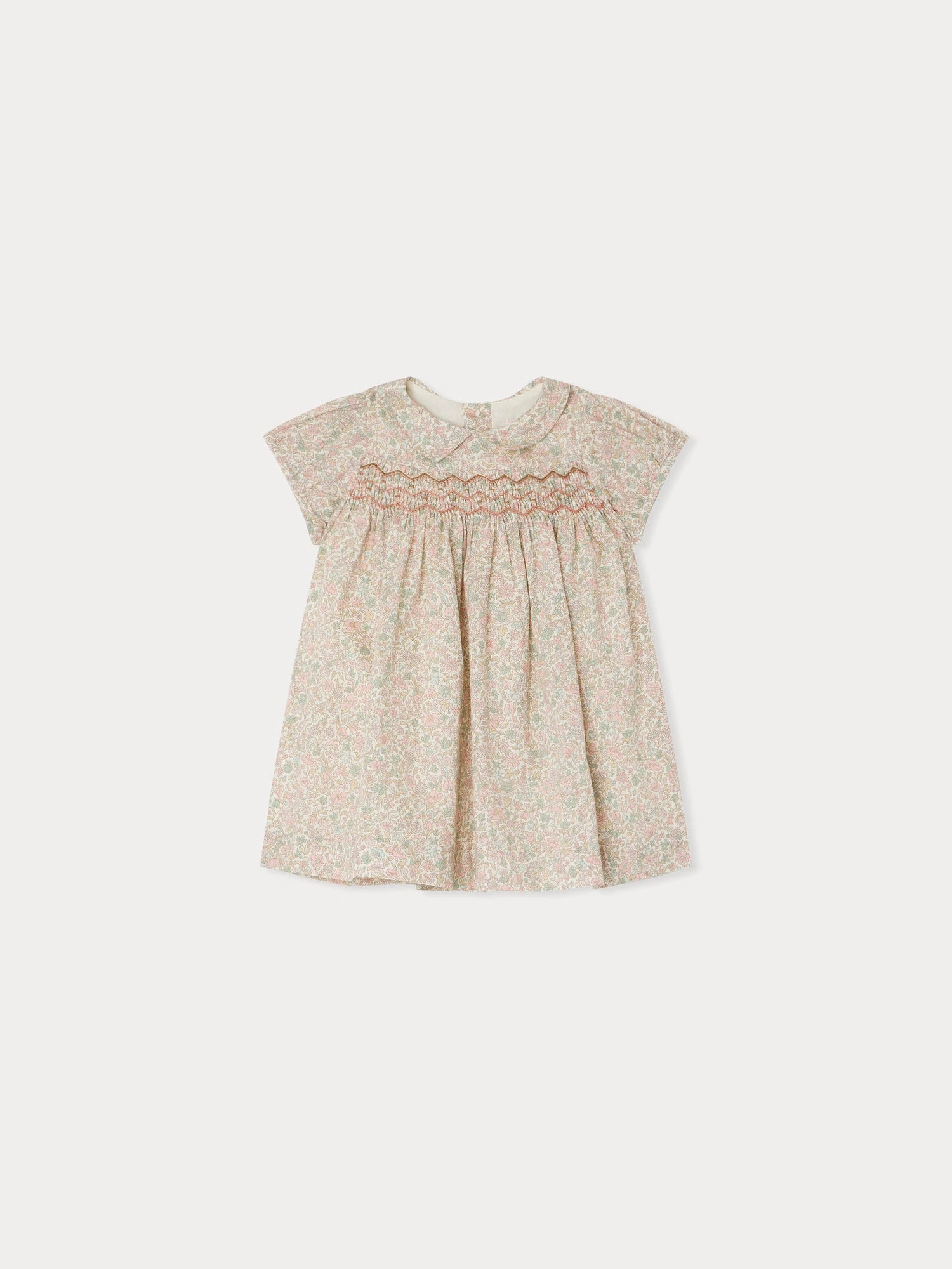 BONPOINT Robe Smockée Joyeuse Fleurs Rose 3 BONPOINT Robe Smockée Joyeuse Fleurs Rose